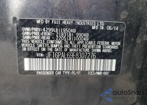 2014 Subaru Impreza Sport Premium z USA, uszkodzony, nr VIN JF1GPAL69E8307276